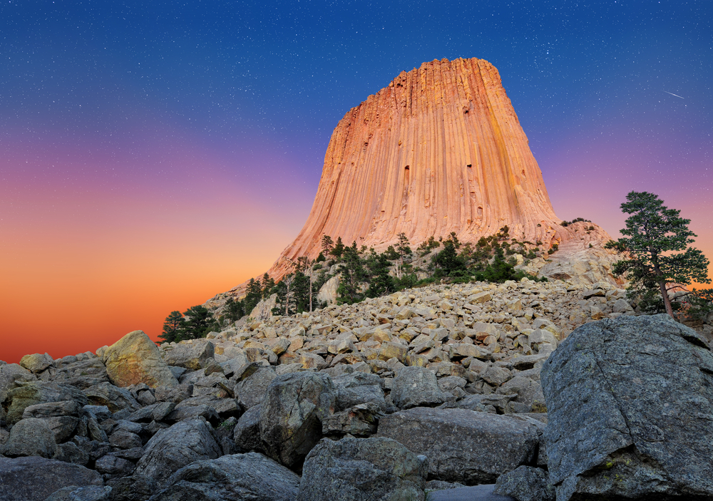 Devils Tower, the very first national monument, in Crook County, Wyoming