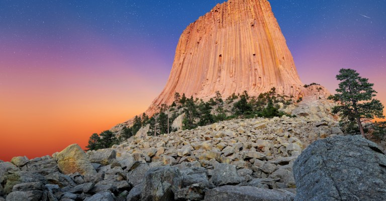 Devils Tower, the very first national monument, in Crook County, Wyoming