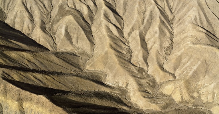 An aerial shot of the Colorado Badlands