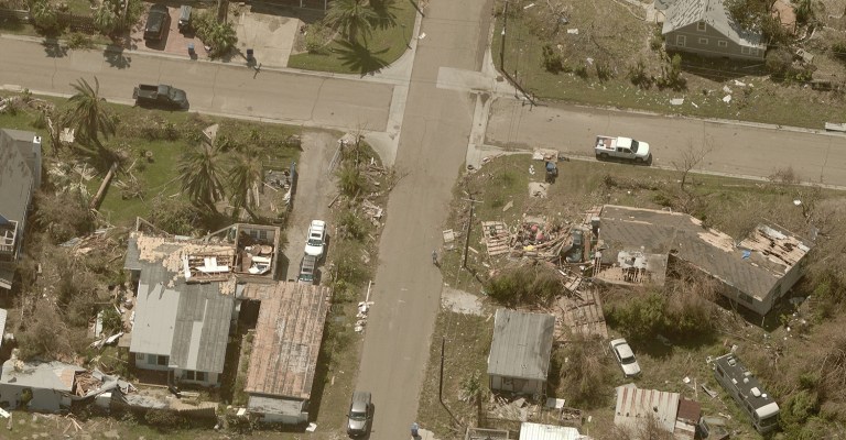 Imagery of a Texas neighborhood after Hurricane Harvey.