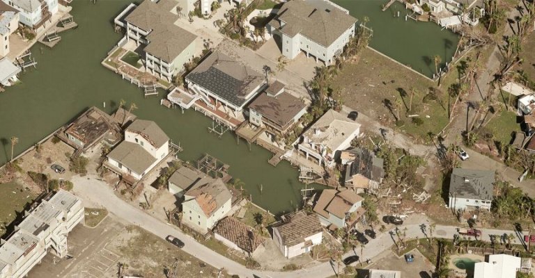 An aerial view of the damage following Hurricane Harvey (copyright EagleView)