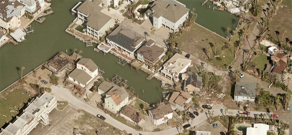 An aerial view of the damage following Hurricane Harvey (copyright EagleView)