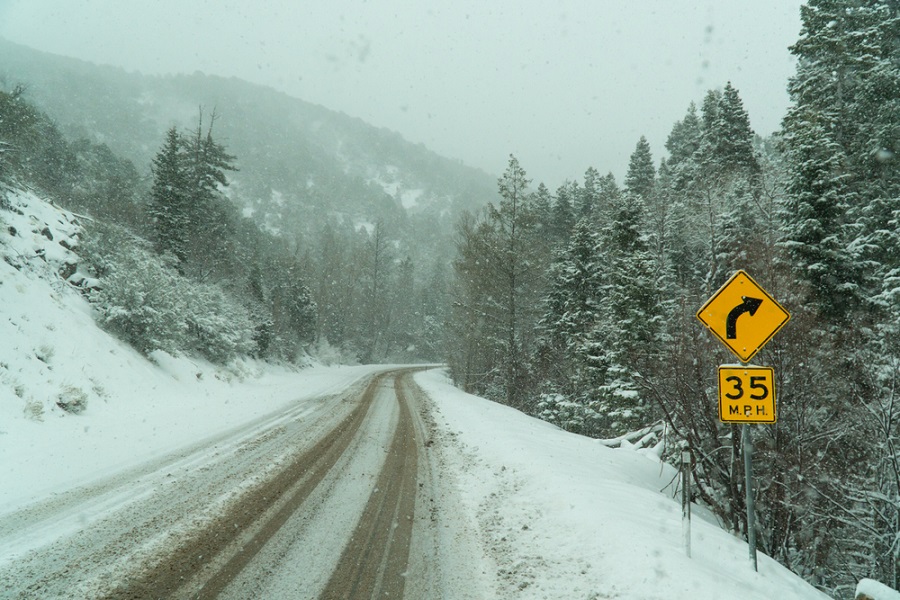 highway curve snow