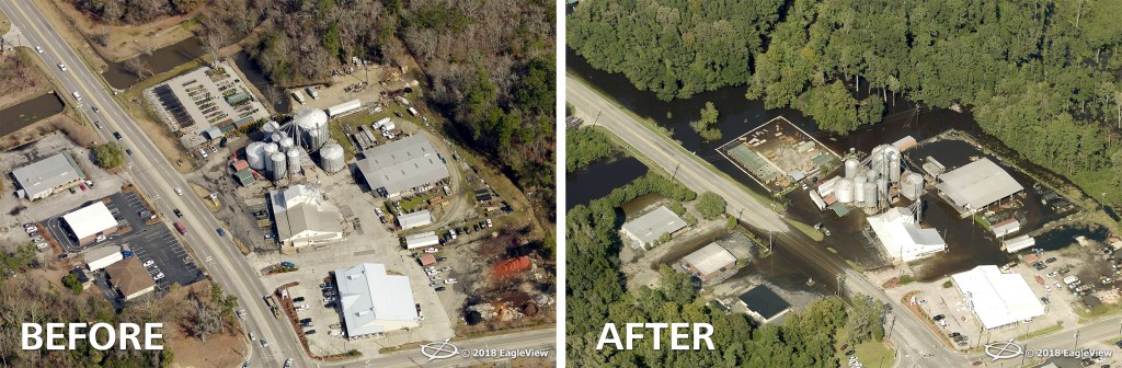Hurricane Florence before and after image