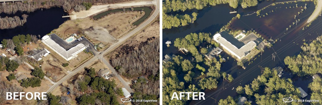 Hurricane Florence before and after image