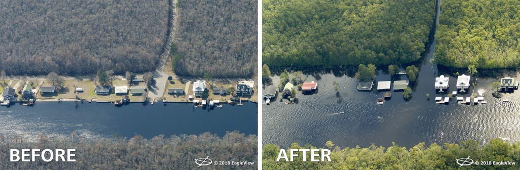 Hurricane Florence before and after image