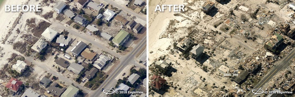 Hurricane Michael Before and After imagery in Florida