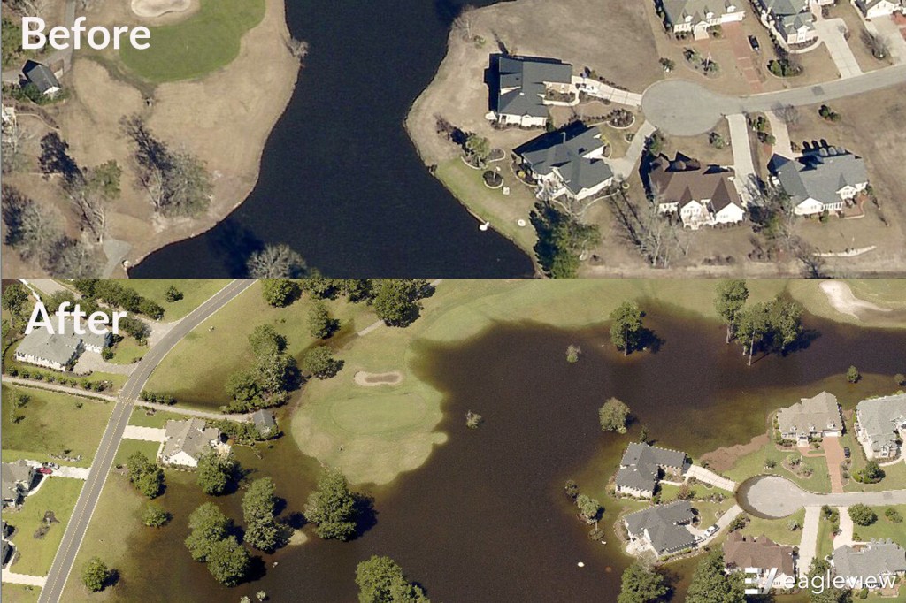 Before and After: Flooding in Shallotte, NC