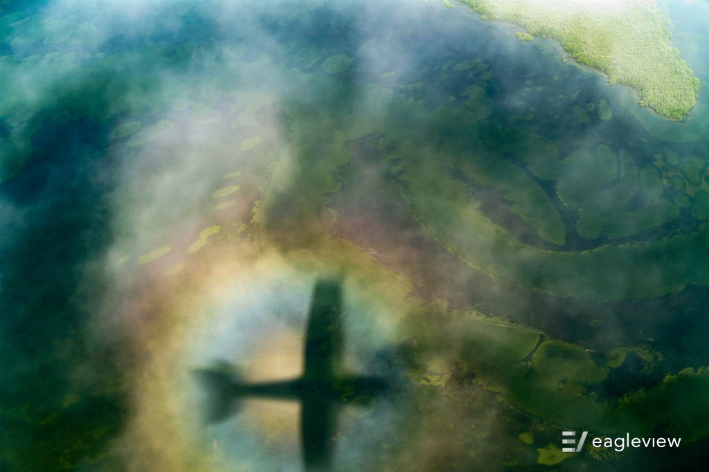 Plane in a rainbow
