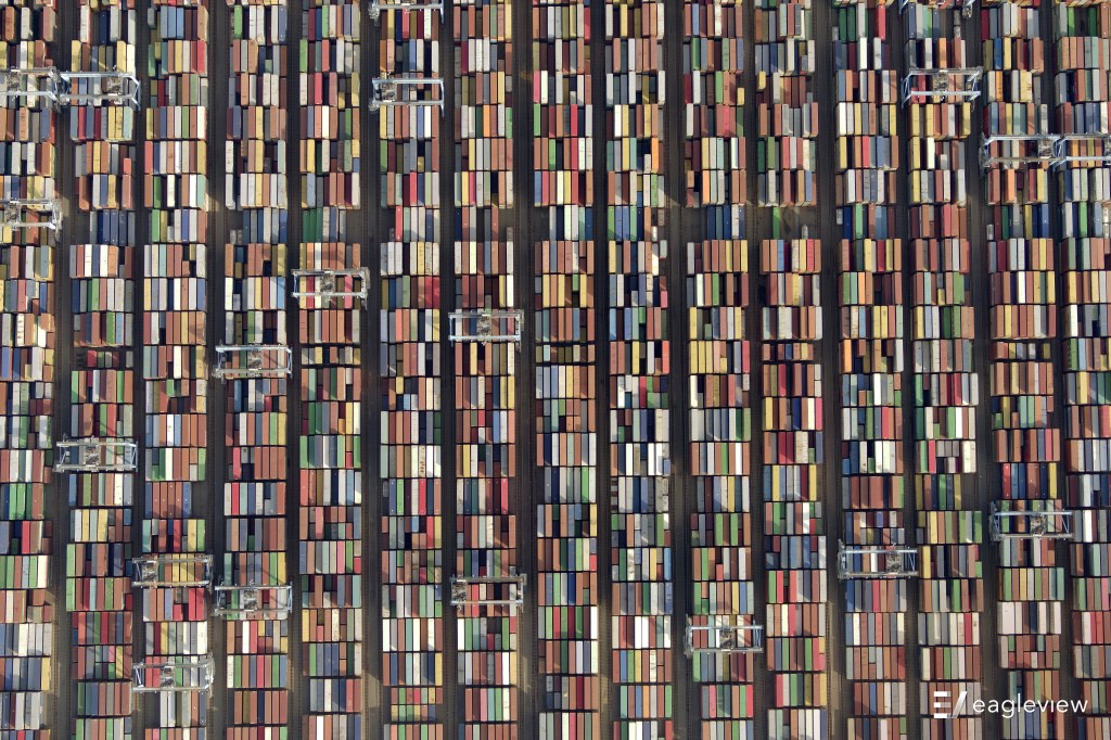 Shipping containers at a Virginia port