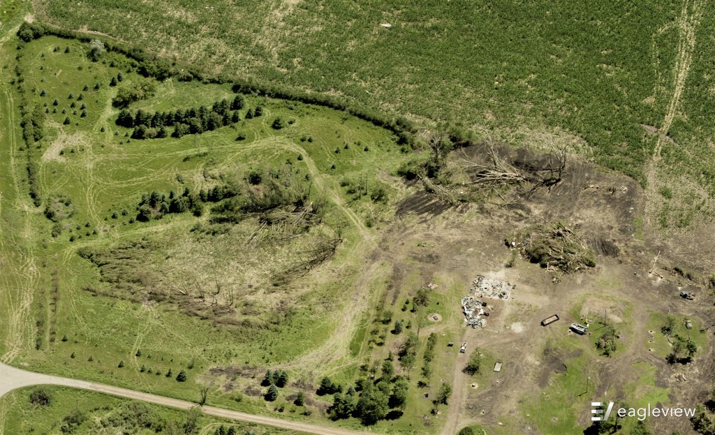 Oblique imagery helps show an angled view of the damage in Otter Tail County, MN.