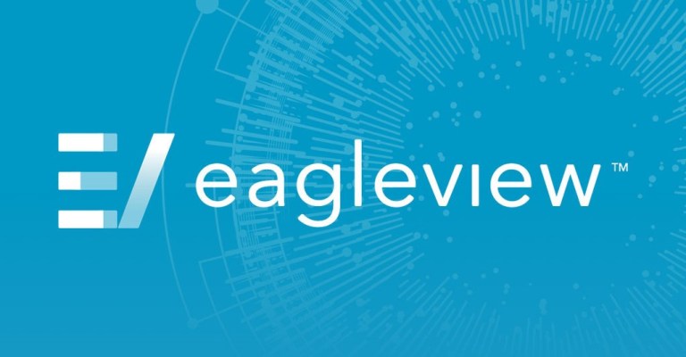 EagleView logo over a blue background