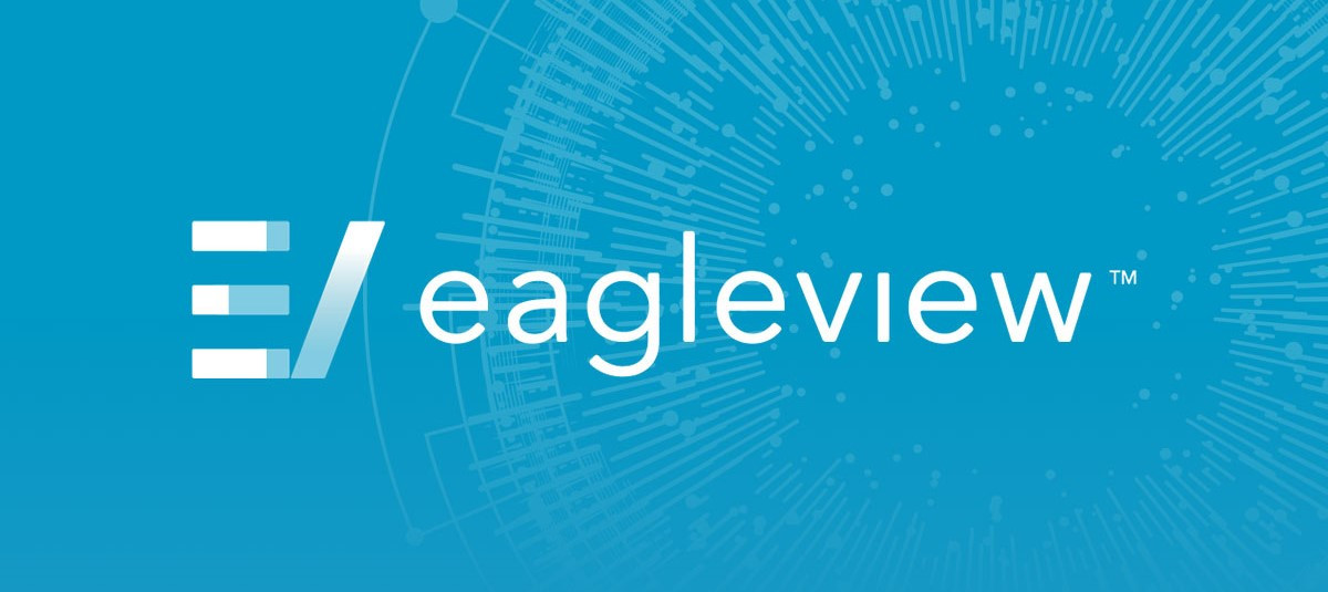 EagleView logo over a blue background