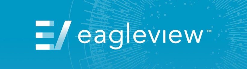 EagleView logo over a blue background