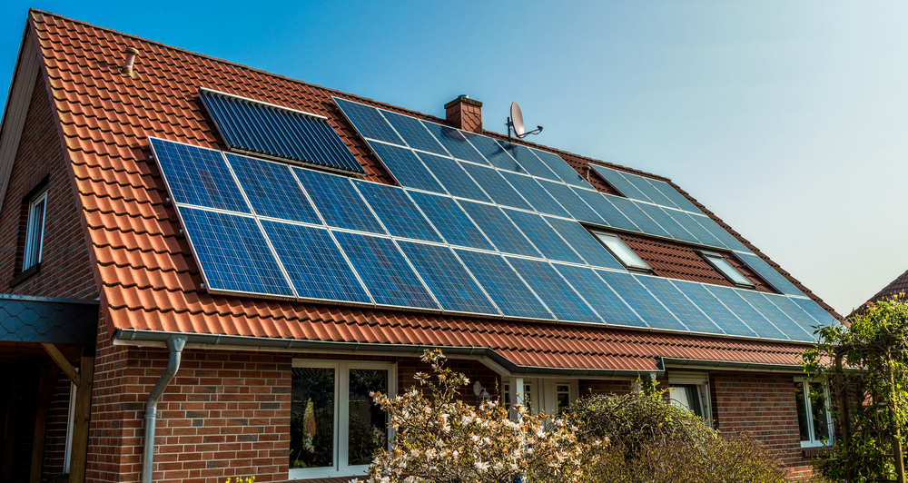 solar panels on roof