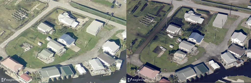A side-by-side comparison of 3-inch GSD imagery (left, March 2024) and 1-inch GSD imagery (right, September 2024)  