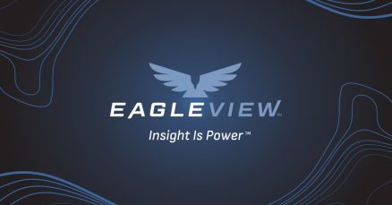 Eagleview logo featuring a stylized eagle with outstretched wings above the company name, accompanied by the tagline 'Insight Is Power' on a dark blue background.