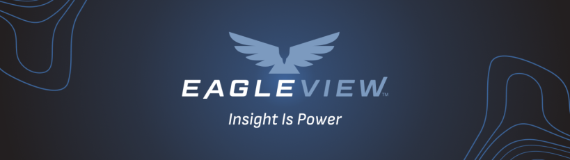 Eagleview logo featuring a stylized eagle with outstretched wings above the company name, accompanied by the tagline 'Insight Is Power' on a dark blue background.