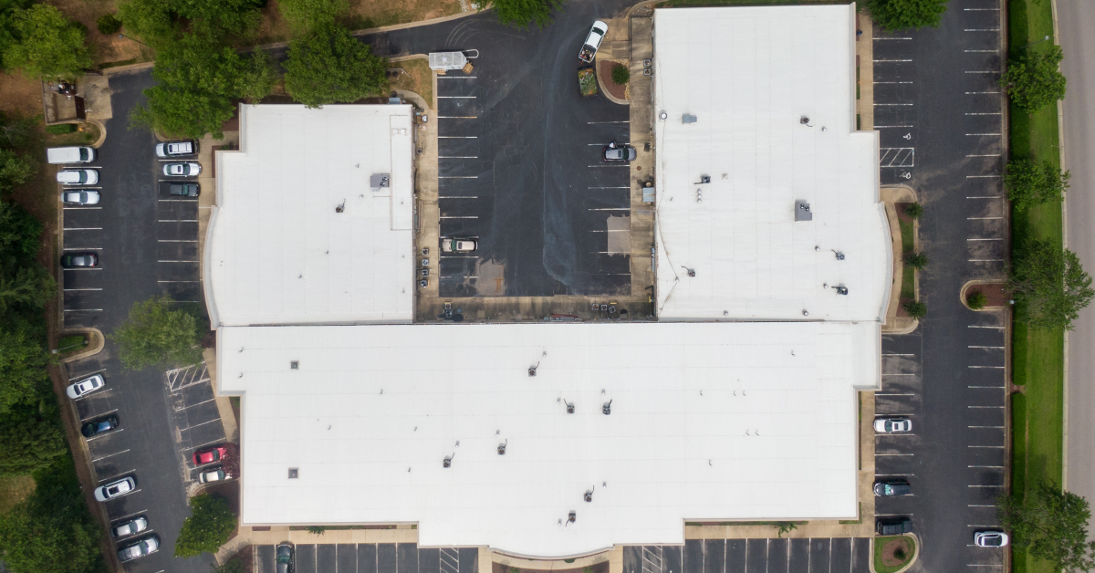 Aerial image of commercial building.