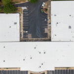 Aerial image of commercial building.
