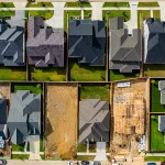Aerial view of single family homes