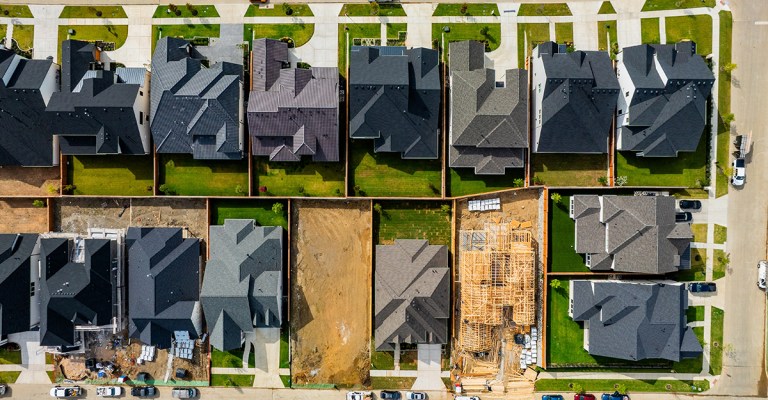 Aerial view of single family homes