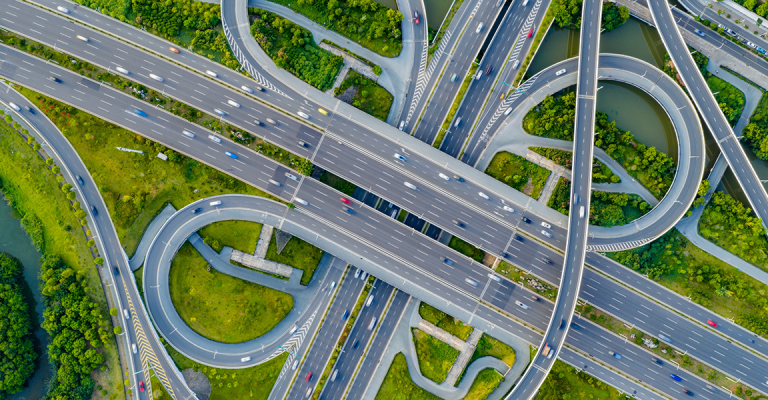 Orthogonal image of interstate overpass