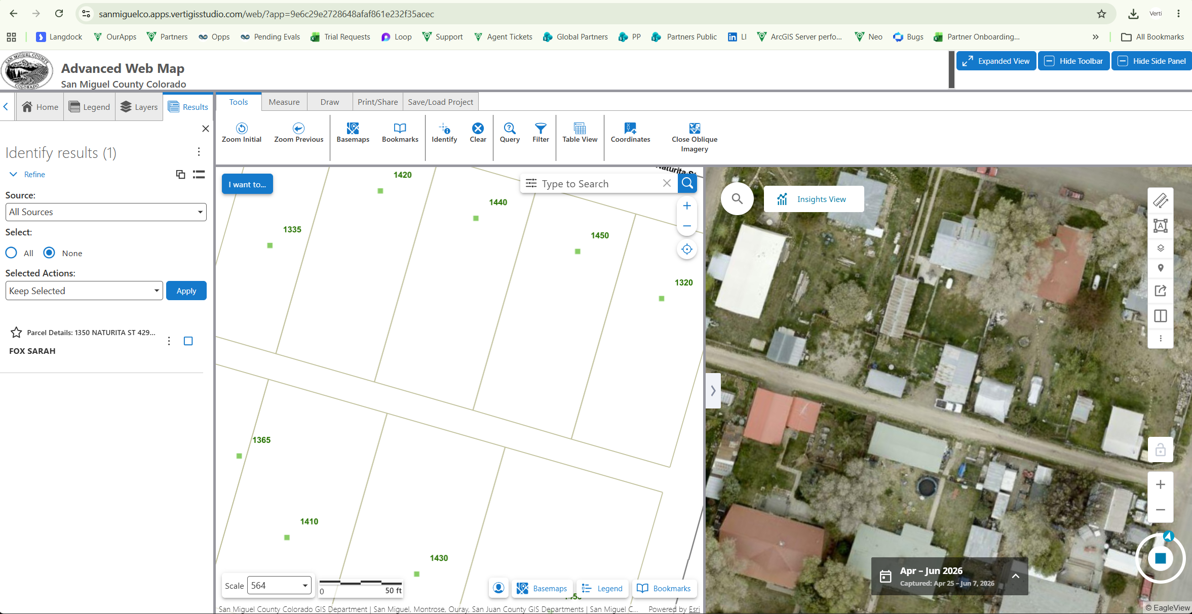 Screenshot of San Miguel County Colorado's Advanced Web Map.